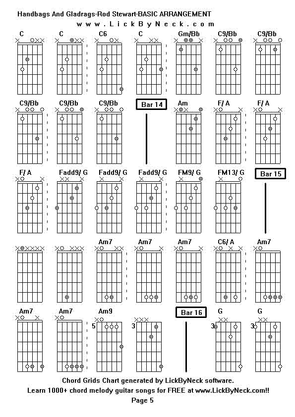 Chord Grids Chart of chord melody fingerstyle guitar song-Handbags And Gladrags-Rod Stewart-BASIC ARRANGEMENT,generated by LickByNeck software.